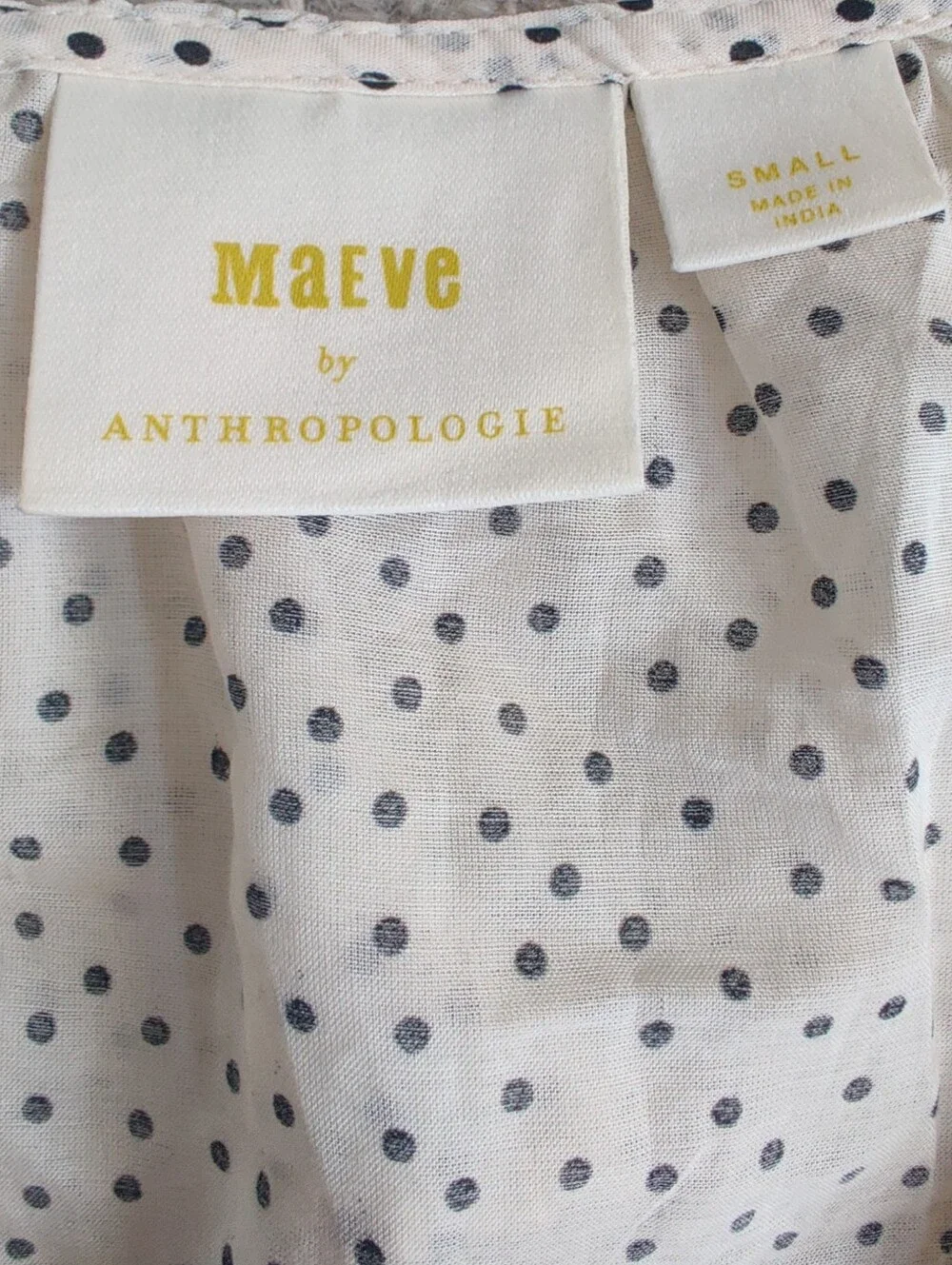 Maeve ruffled top with puff sleeves In White & Black Polkadot Size Small